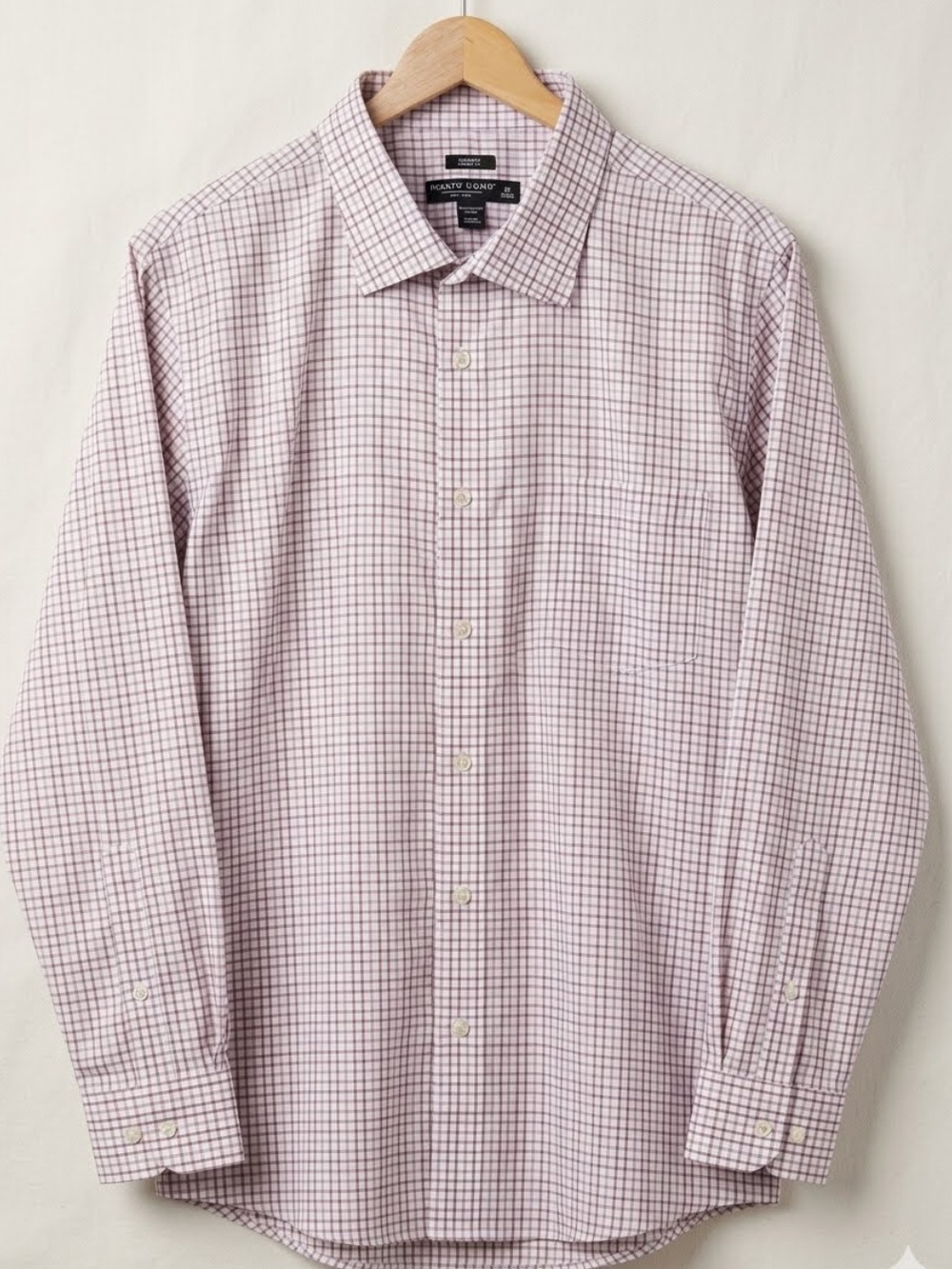 Pronto Uomo Men's White & Light Pink Checked Dress Shirt, Big & Tall